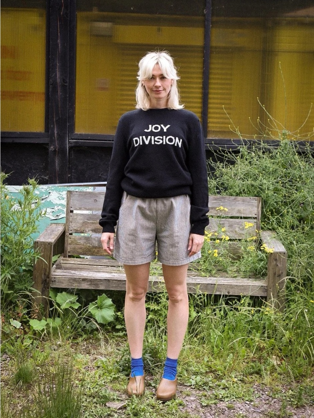 Relaxed Striped Bermuda Shorts in Black and White